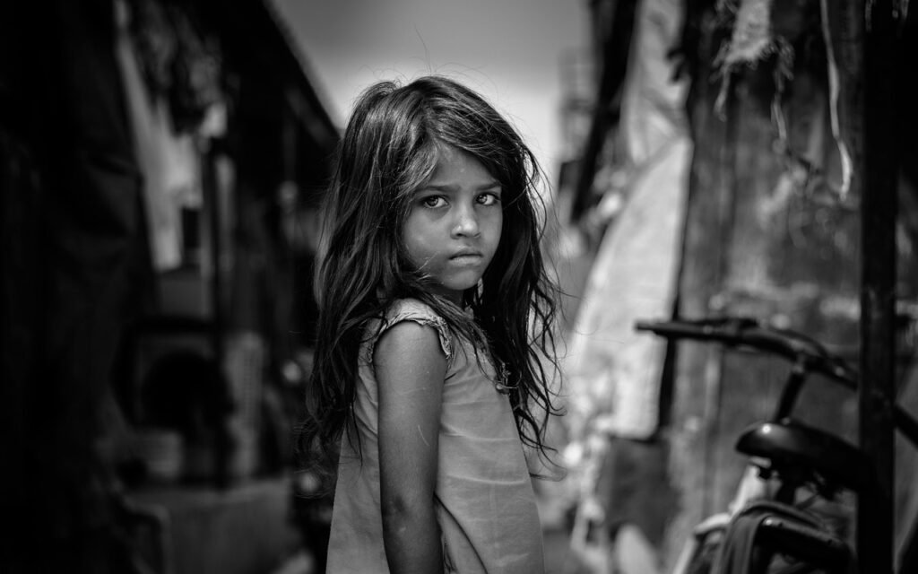 girl, kid, child, portrait, sad, poor, poverty, young, female, little girl, sad girl, youth, childhood, girl portrait, monochrome, black and white
